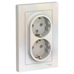 Розетка 2-местная СП AtlasDesign 16А IP20 с заземл. в сборе жемчуж. Systeme Electric ATN000424