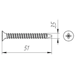 Саморезы пот/г по металлу (мелкая резьба) 3,5x51 оксид (уп 500шт) ведро №3