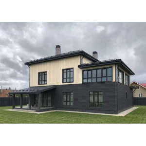 М/сайдинг Квадро брус (GL) Принт Премиум Серое дерево TwinColor толщина 0,45мм, размер 0,34*0.5 м.п. (в пленке)