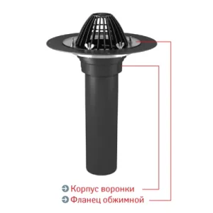 Воронка Термоклип тип ВФ 110х450мм с листоуловителем и обжимным фланцем без нагревательного элемента (пластик)
