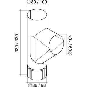 Тройник, GL 90 мм RAL 6005