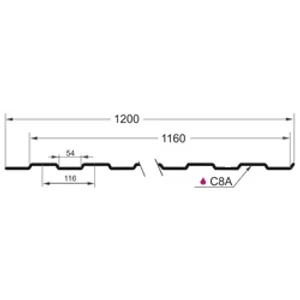 Профнастил С-8(Тип), 0.5 мм Сатин, RAL (25мкм)** 1.2 * м2