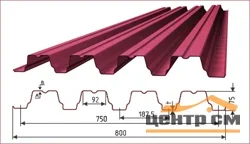 Профнастил "Металлпрофиль" Н-75(Тип), 0.8 мм, PE, RAL **(Тип), 0.8 * м2