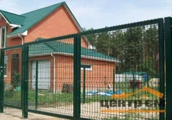 Ворота распашные 2,03*3м (заполнение - панель PROFI диам. прутка 5мм ячейка 200х50мм), зеленый RAL 6005