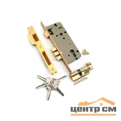 Замок врезной с защелкой ключ-вертушка ARCHIE L01-45-70 TR B латунь