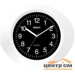 Часы кварцевые ENERGY EC-05 настенные, овальные, белые с черным циферблатом