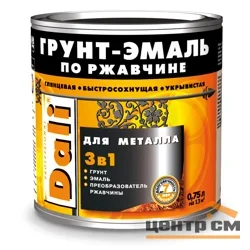 Грунт-эмаль по ржавчине 3 в 1 черная (RAL 9005) 0,75л DALI