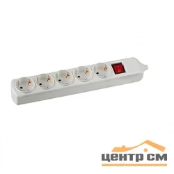 Колодка удлинителя с заземлением с выключателем 5 гнезд 16А Китай ЭРА K-5es