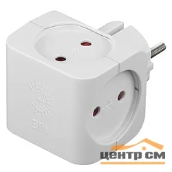 Тройник без заземления 4 гнезда 16А белый Китай ЭРА (SP-4-W)