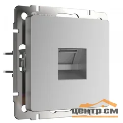 Розетка телефонная 1-местная СП Werkel, серебряная (RJ-11), WL06-RJ-11