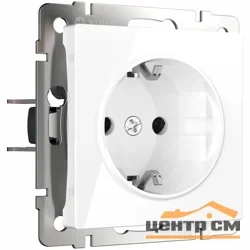 Розетка 1-местная СП Werkel с заземлением и шторками, белая, WL01-SKGS-01-IP44 , W1171101