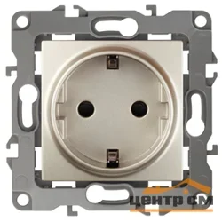 Розетка одноместная механизм СП Эра12 2P+E Schuko с заземлением, со шторками, шампань (16АХ-250В), арт. 12-2102-04