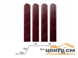 Штакетник металлический Grand Line прямоугольный фигурный 0.45 мм, Полиэстер RAL **, ширина 118мм, длина *пог.м