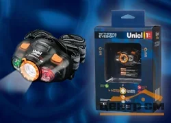 Фонарь налобный Uniel Премиум «Within eyesight», пластик, 1W Nichia White Led, 2 х ААA, серый, P-HL081-BB Grey