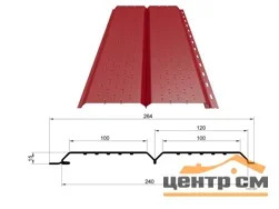 Софит МП PE RAL **, L брус перфорираванный, толщина 0.45 мм, размер 0,264*м2