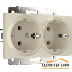 Розетка 2-местная СП Werkel с заземлением, слоновая кость, WL03-SKG-02-IP20 , W1172003