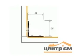 Порог АПУ 009 алюминиевый 900*20*20 мм угловой внутренний (33 ясень)