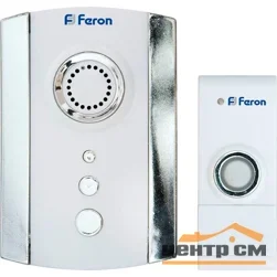 Звонок Feron (35 мелодий) беспроводной, белый, хром, E-368