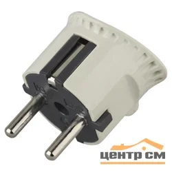 Вилка Эра 16А, белая, с заземлением, плоская, арт.V5
