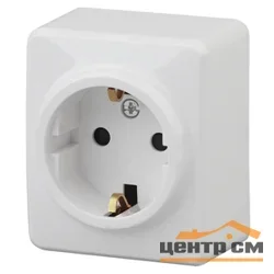 Розетка 1-местная ОП Эра Эксперт 2P+E Schuko с заземлением, белая (16АХ-250В), арт.11-2203-01