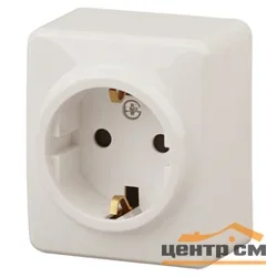 Розетка 1-местная ОП Эра Эксперт 2P+E Schuko с заземлением, слоновая кость (16АХ-250В), арт.11-2203-02