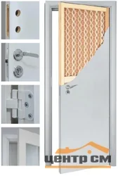 Дверь OLOVI Финка белая крашенная с четвертью, глухая М7 (645х2050, коробка лам 2,5шт, замок ШЛОСС 2014, петли FT-65)