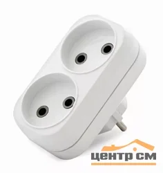 Тройник без заземления 2 гнезда 6А Россия UNIVersal (А202)