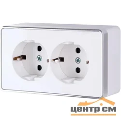 Розетка 2-местная ОП Werkel Gallant, с заземлением, белая WL15-02-03, W5072101