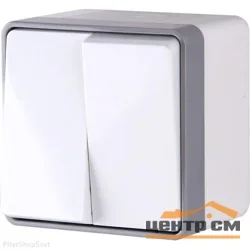 Выключатель двухклавишный ОП Werkel Gallant, влагозащищенный, белый WL15-03-02