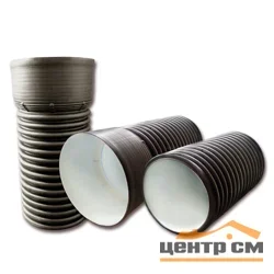Труба канализационная гофрированная двухстенная FD-Plast D 290/250 с раструбом L-6м, черная SN6