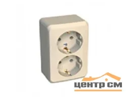 Розетка 2-местная ОП Этюд 16А с заземл. крем. Systeme Electric PA16-007K