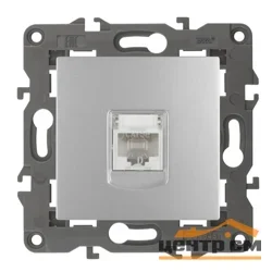 Розетка информационная СП (RJ45) Эра22 Elegance алюминий, арт.14-3107-03