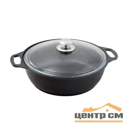 Жаровня Kukmara ж34а 3л, антипригарное покрытие, стеклянная крышка