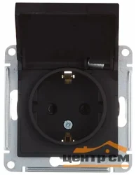 Механизм розетки одноместный СП AtlasDesign с заземл. защ. шторки с крышкой 16А IP20 карбон Systeme Electric ATN001046