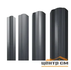 Штакетник металлический STYNERGY М-образный двусторонний фигурный 0.45 мм, PE RAL 7024 (мокрый асфальт), ширина 108мм, длина 1.8 м.п.