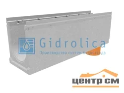 Лоток водоотводный GIDROLICA бетонный коробчатый (СО-200мм), с оцинкованной насадкой, с водосливом КUв 100.26,3 (20).33(27,5) - BGU-Z, № 10, арт.14775
