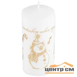 Свеча Deco Christmas Снеговик 56*120 (золото на белом)