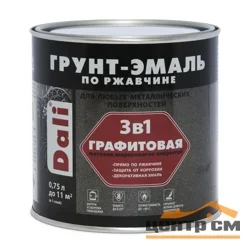 Грунт-эмаль по ржавчине 3 в 1 серо-синяя матовая, эффект графит 0,75 л DALI