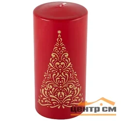 Свеча Deco Christmas Ель 56*120 (золото на бордовом)