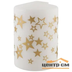 Свеча Deco Christmas Звезды 56*80 (золото на белом)