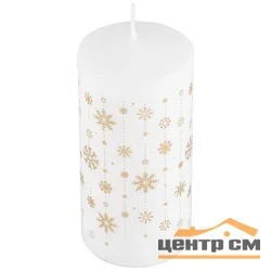 Свеча Deco Christmas Снежинки 56*120 (золото на белом)