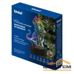 Светильник декоративный «Тигр» 3D ULI-M507 RGB/3AA TIGER/BLACK 1 светодиод, RGB свет Uniel (3AA)