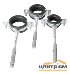 Хомут с гайкой 3" (87-94), шпилька-шуруп м8, дюбель пластиковый 10х50мм Aquafix