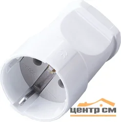 Штепсель STEKKER одноместная с заземлением 250В, 16А, IP20, PST16-40-200, белый