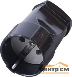 Штепсель STEKKER одноместная с заземлением 250В, 16А, IP20, PST16-40-200, черный