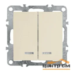 Механизм выключателя двухклавишный СП 220V, 10А, с индикатором (механизм), слоновая кость (PSW10-9102-02) Эрна STEKKER*