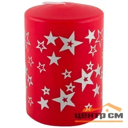 Свеча Deco Christmas Звезды 56*80 (серебро на красном)
