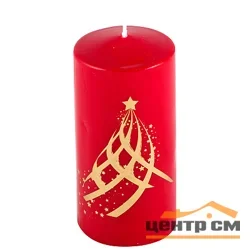 Свеча Deco Christmas Eлка 56*120 (золото на красном)