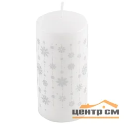 Свеча Deco Christmas Снежинки 56*120 (серебро на белом)