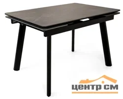 Стол Татами-3С 140х85 (+30+30), цвет Чёрный/МДФ+PVC Черный/ Armani Grey)+нога №5 чёрный